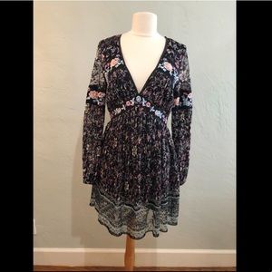 Free People Black Floral Lace Dress Size 4